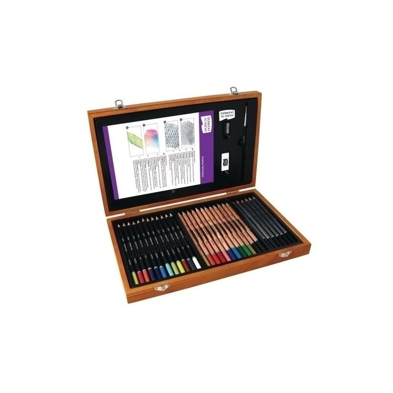 Caja de madera derwent academy para dibujo