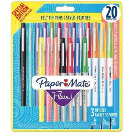 Rotulador fibra paper mate flair blister de 20