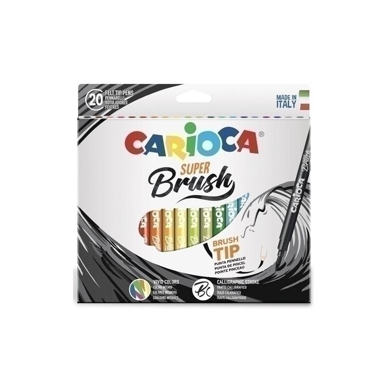 Rotulador carioca super brush caja de 20 colores
