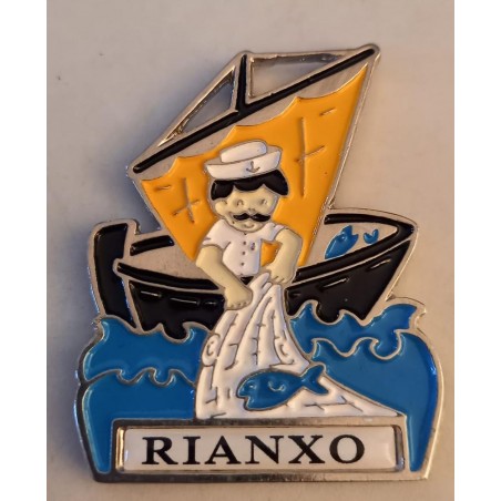 Imán recuerdo de Rianxo marinero metálico