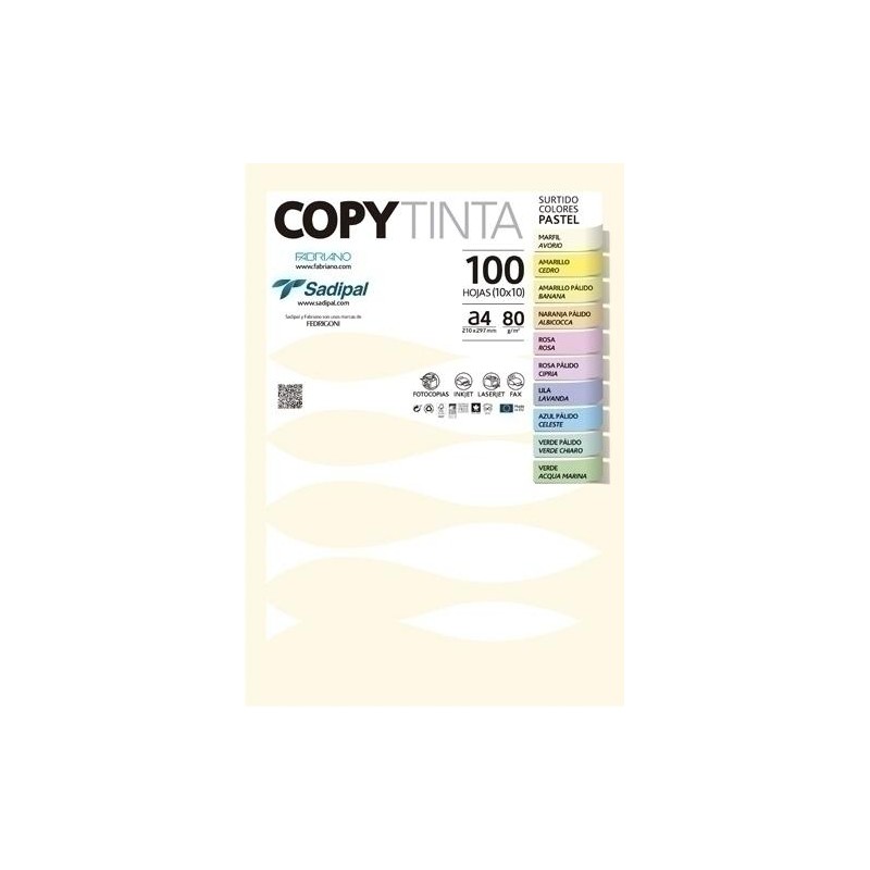 Papel A4 colores pastel 100 hojas 80 gr  copytinta