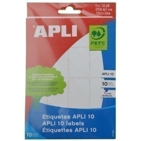 Etiquetas adhesivas apli 25x40mm 160 unidades