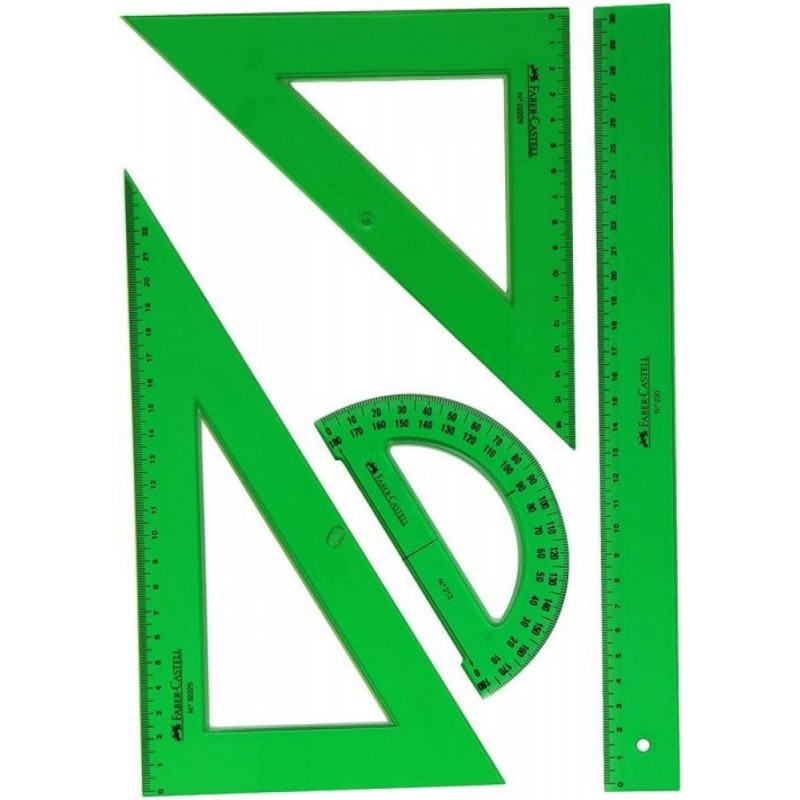 Estuche dibujo 4 piezas reglas verde/transparente Estuche dibujo 4 piezas reglas verde/transparente
