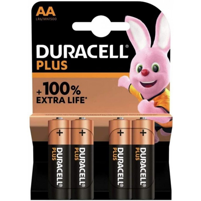 Pilas AA duracell alkalinas LR06  4 unidades 