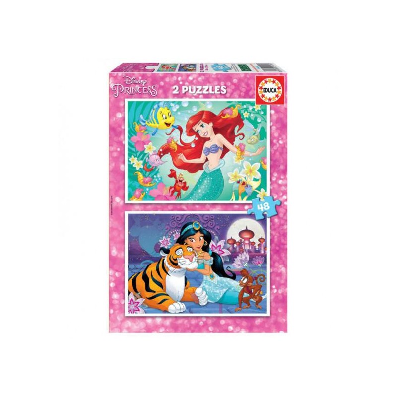 Puzzle educa ariel   jasmin 2x48 piezas