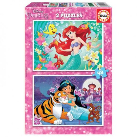 Puzzle educa ariel   jasmin 2x48 piezas