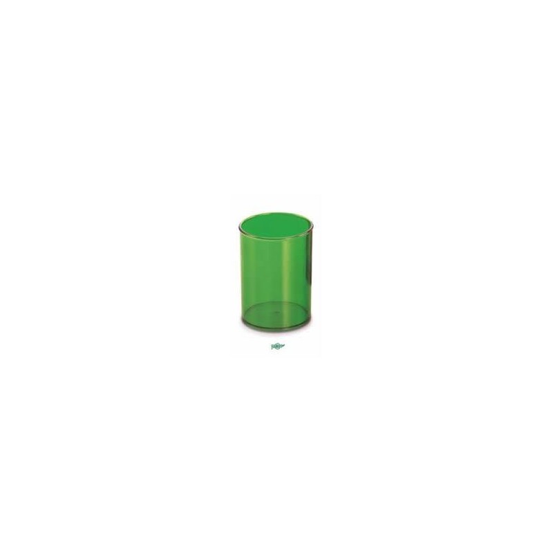 Portalápices plástico transparente verde fluor