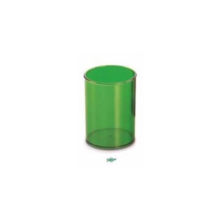 Portalápices plástico transparente verde fluor