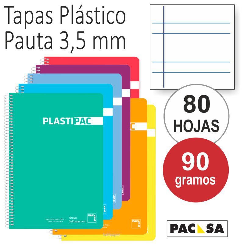 Libreta plastipac folio 80 hojas 90 gr pauta 3.5