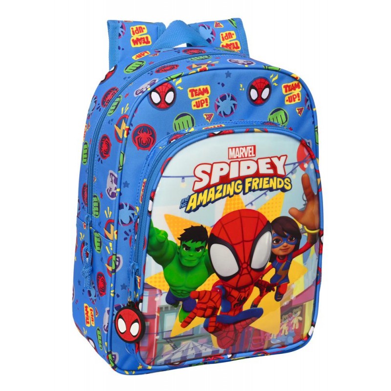 Mochila infantil spidey team up adaptable a carro