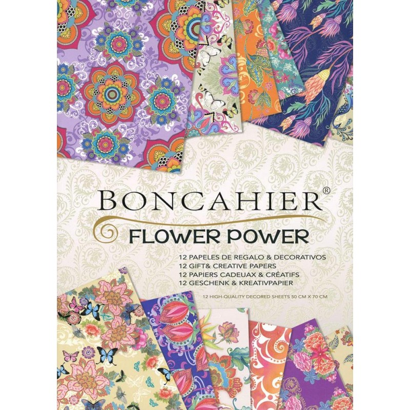 Flower power  12 papeles de regalo decorativos