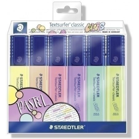 Estuche de 6 marcadores fluor staedtler pastel & v
