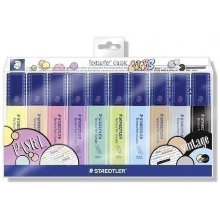 Estuche de 10 marcadires fluor staedtler pastel & 