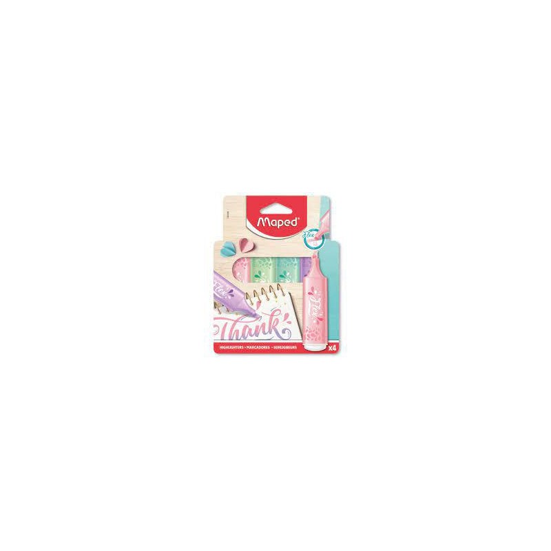 Blister de 4 marcadores fluor maped punta flex