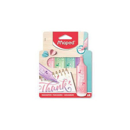 Blister de 4 marcadores fluor maped punta flex