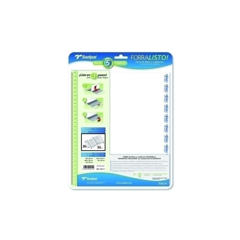 Paquete 5 forros libros ajustable 30x50 sadipal Paquete 5 forros libros ajustable 30x50 sadipal