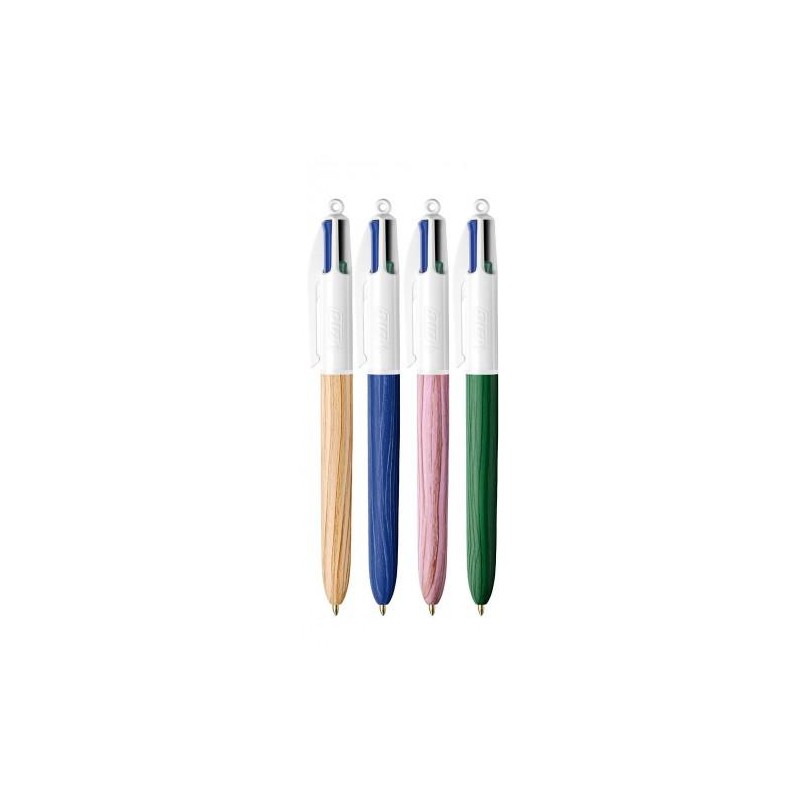 Boligrafo BIC 4 colores efecto madera