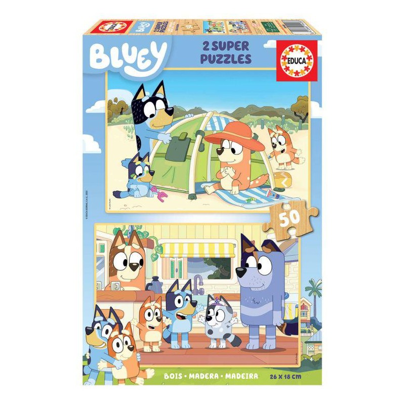 Puzzle educa bluey 2x50 piezas de madera