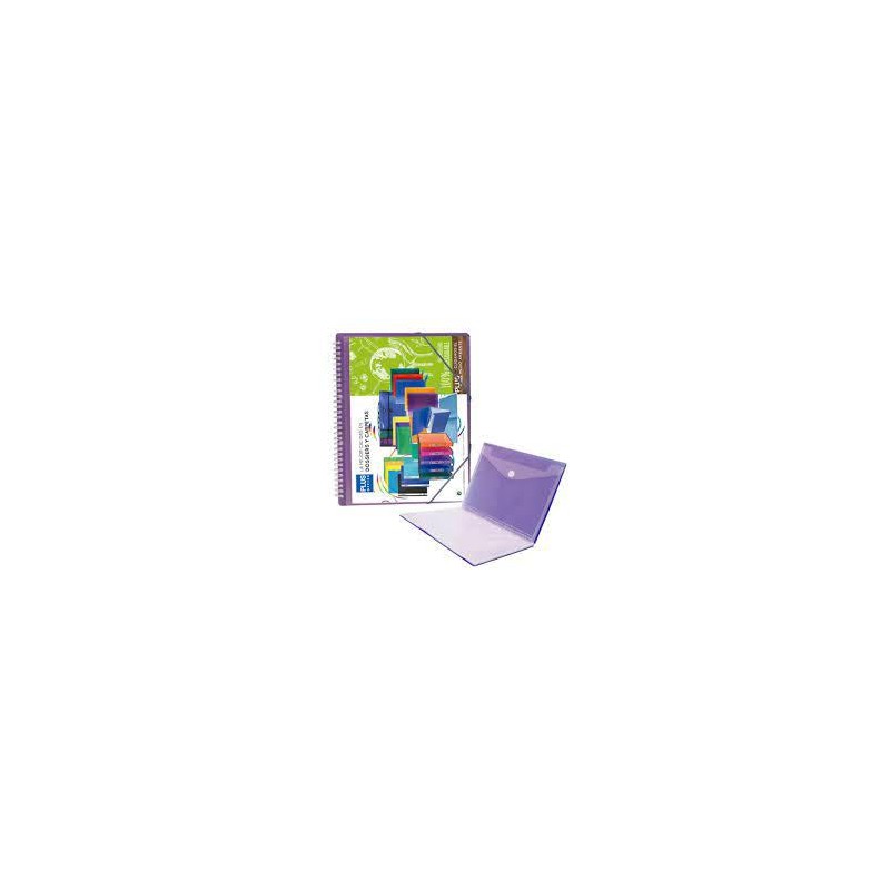 Carpeta 20 fundas con espiral y gomas violeta