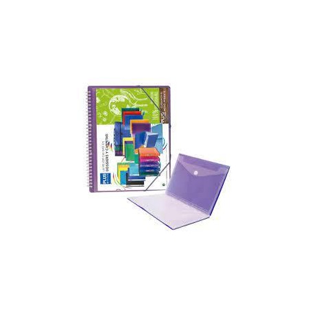 Carpeta 20 fundas con espiral y gomas violeta