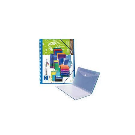 Carpeta 20 fundas con espiral y gomas azul