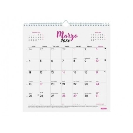 Calendario Chic anual de pared con espacio diario 