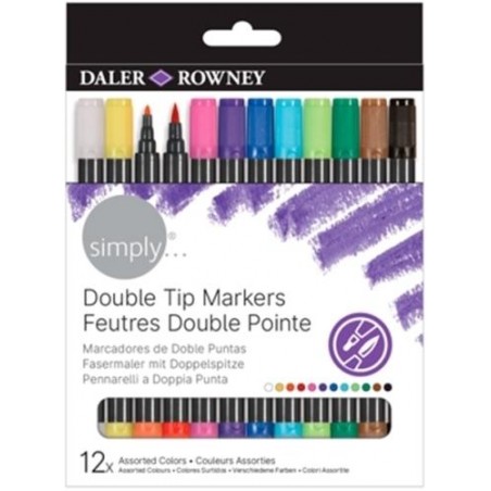 Estuche 12 rotuladores doble punta daler rowney