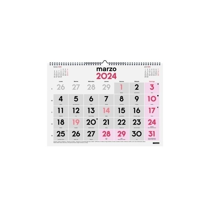 Calendario finocam 2024 mensual numeros grandes Calendario finocam 2024 mensual numeros grandes