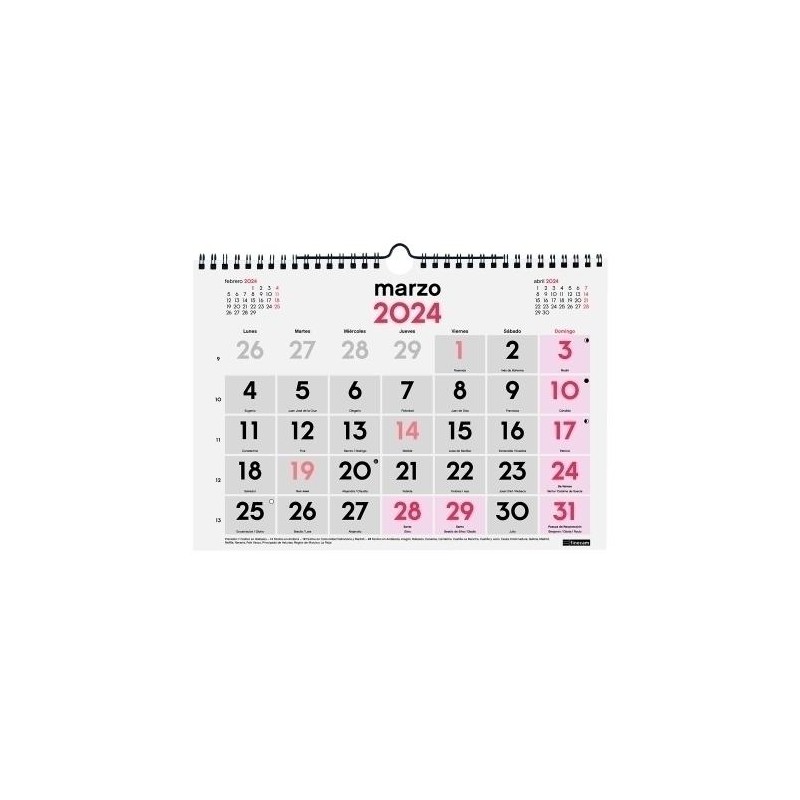 Calendario finocam 2024 pared números grandes M Calendario finocam 2024 pared números grandes M