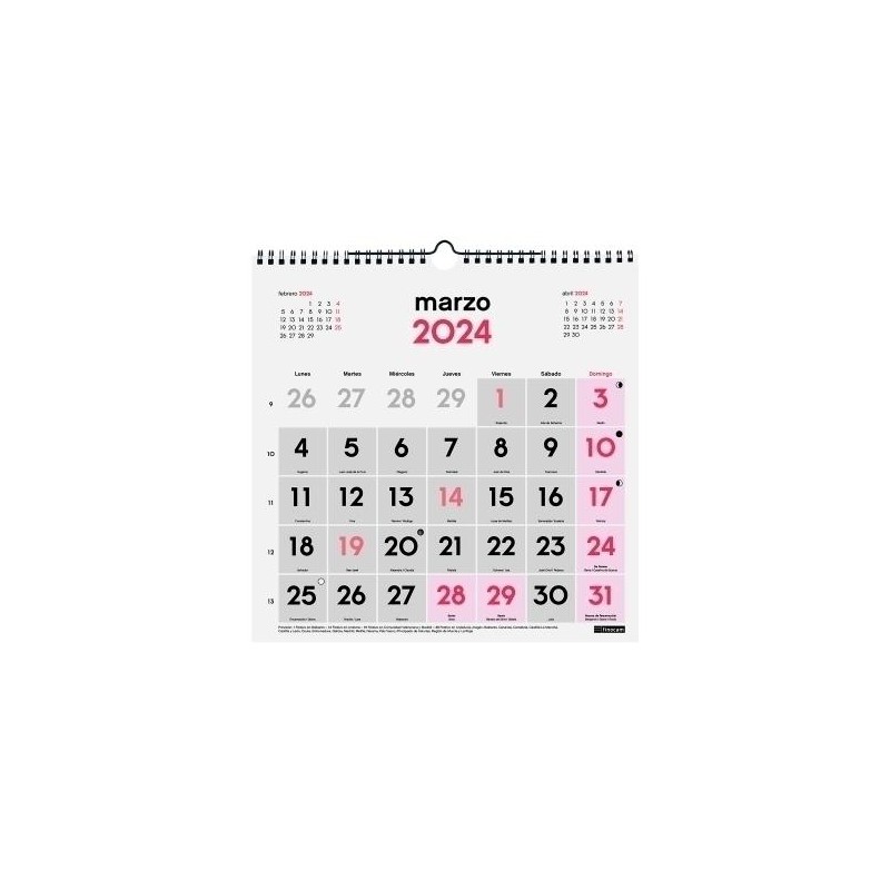 Calendario finocam 2024 pared números grandes Calendario finocam 2024 pared números grandes