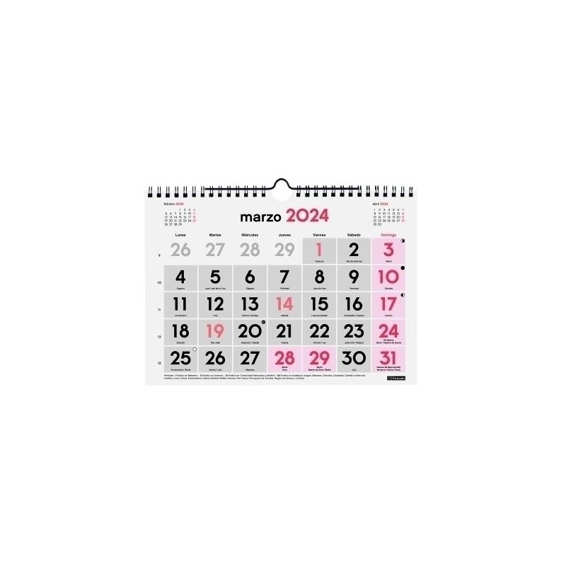 Calendario finocam 2024 pared números grandes S Calendario finocam 2024 pared números grandes S
