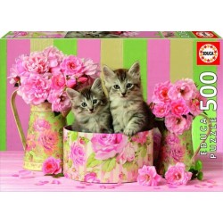 Puzzle educa gatitos con rosas 500 piezas