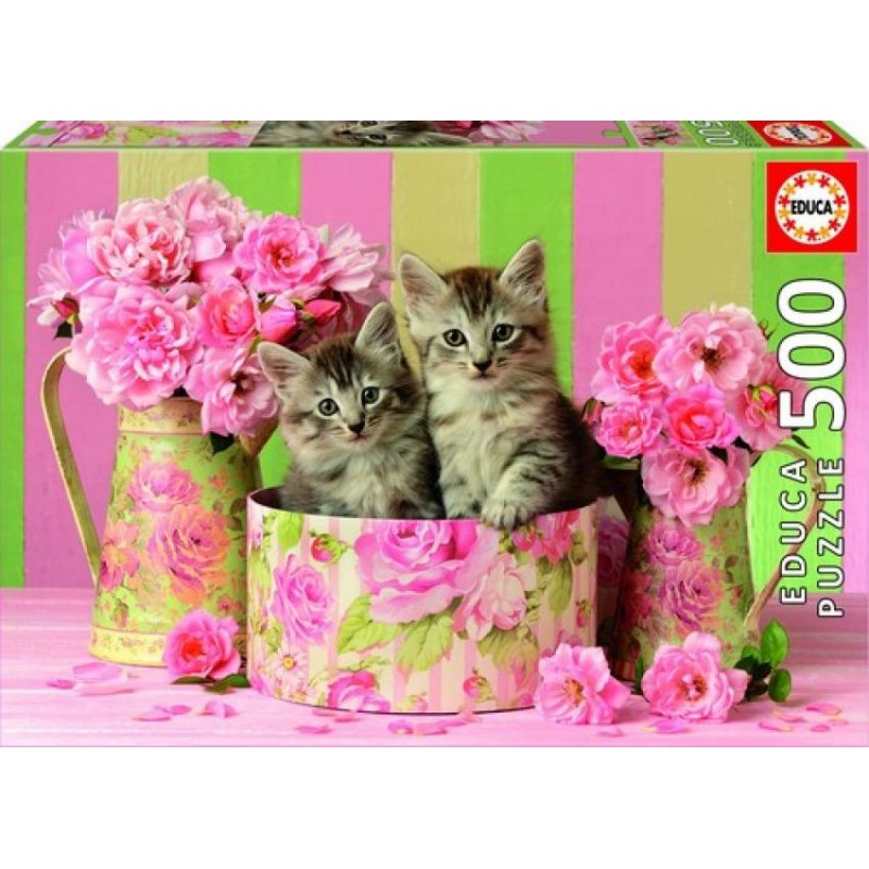 Puzzle educa gatitos con rosas 500 piezas