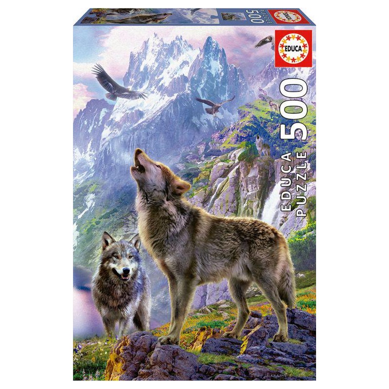 Puzzle educa lobos en las rocas 500 piezas