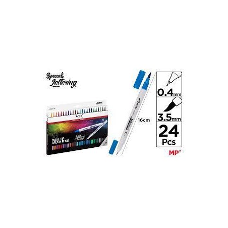 Rotulador artix doble punta  fina - pincel  24 col
