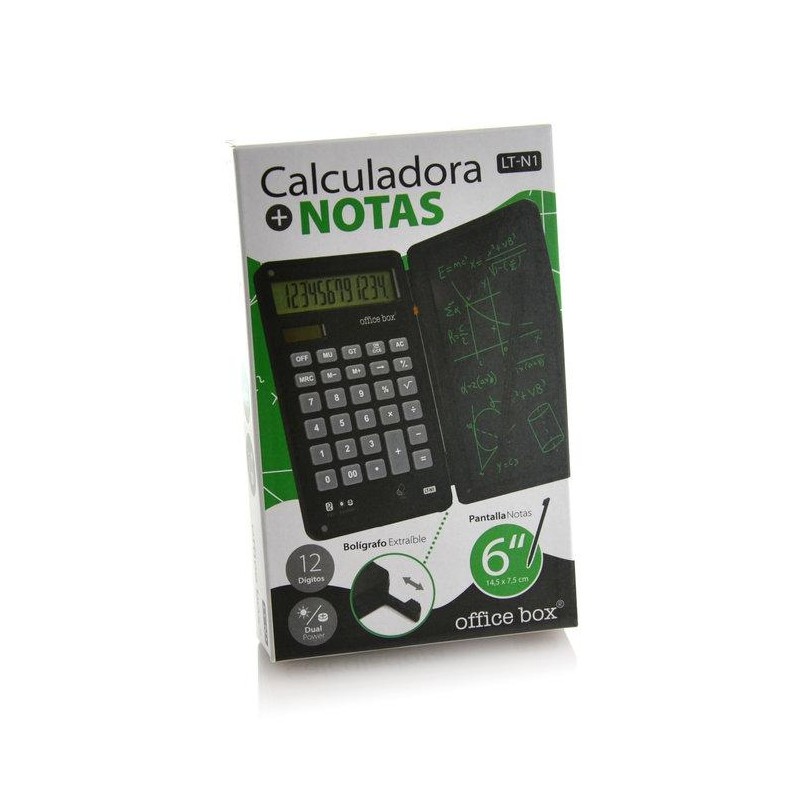 Calculadora notas con bolígrafo extraíble negra Calculadora notas con bolígrafo extraíble negra