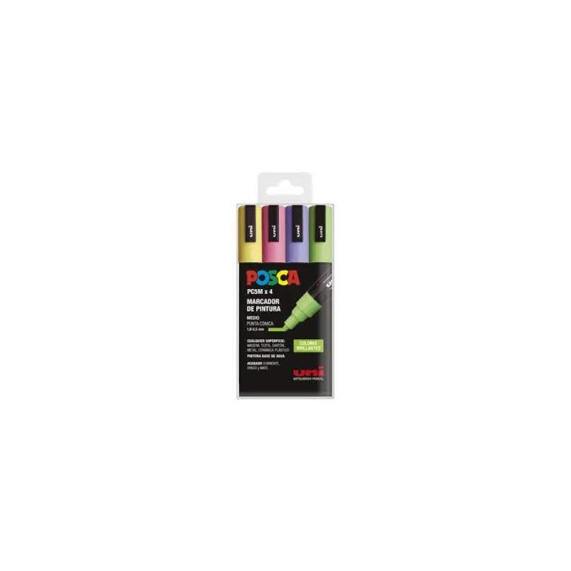 Set 4 rotuladores posca PC-5M colores brillantes