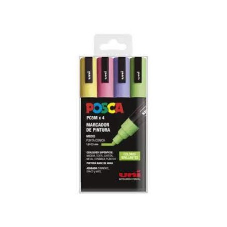 Set 4 rotuladores posca PC-5M colores brillantes