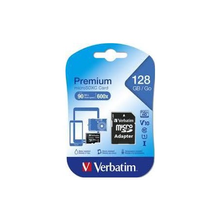 Tarjeta micro SD 128 GB con adaptador verbatim