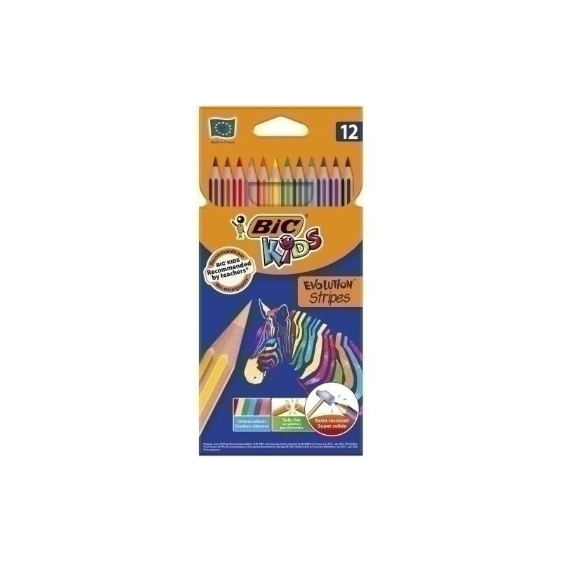 Lápices de colores bic evolution stripes 12 colore Lápices de colores bic evolution stripes 12 colore