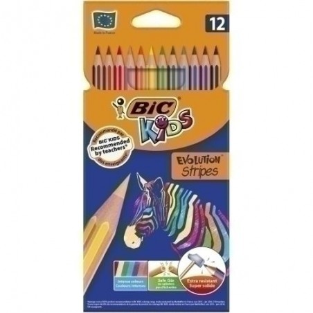 Lápices de colores bic evolution stripes 12 colore