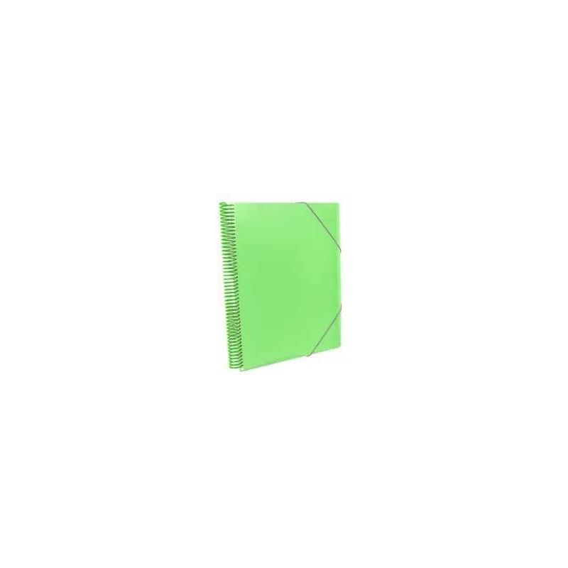 Carpeta 20 fundas A4 con espiral verde   portatodo