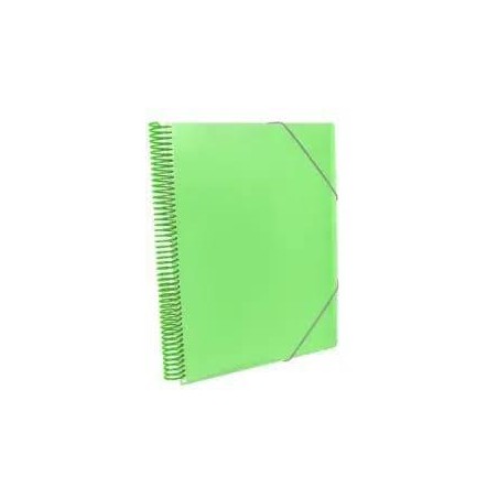 Carpeta 20 fundas A4 con espiral verde   portatodo