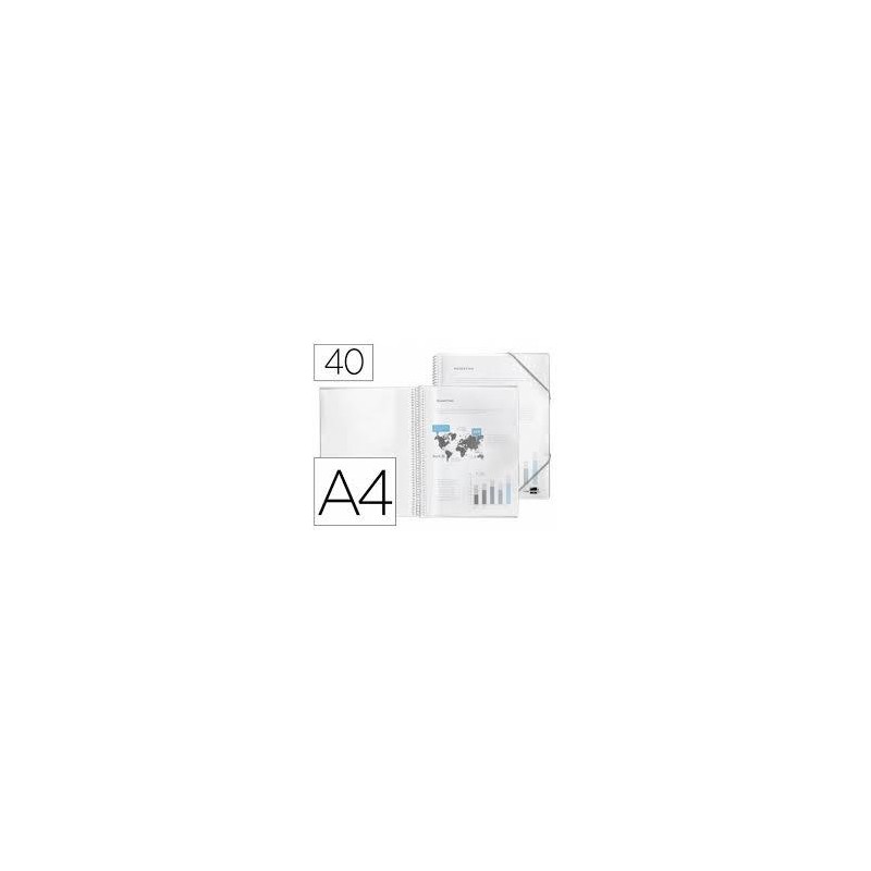 Carpeta 40 fundas A4 con espiral transparente   po