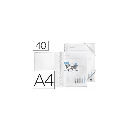 Carpeta 40 fundas A4 con espiral transparente   po