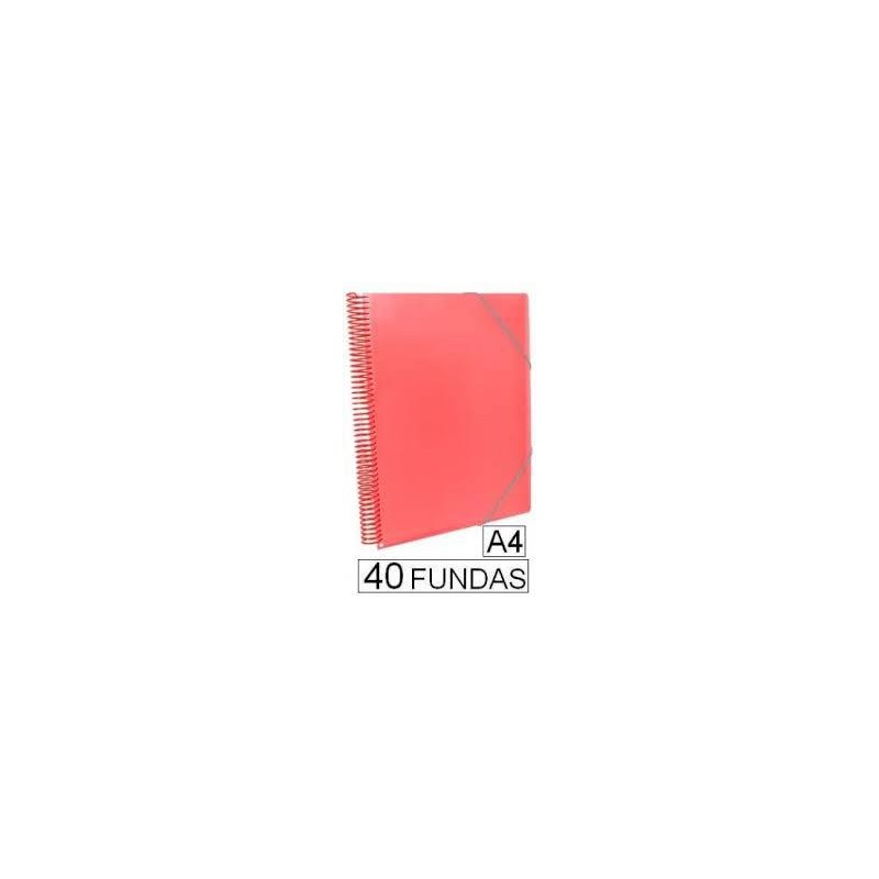 Carpeta 40 fundas A4 con espiral rojo   portatodo