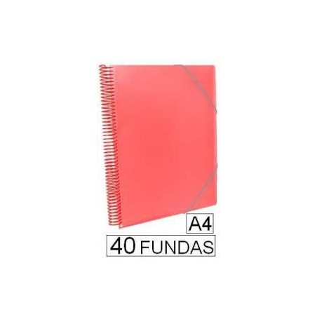 Carpeta 40 fundas A4 con espiral rojo   portatodo