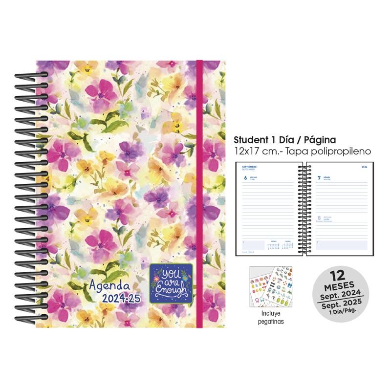 Agenda escolar senfort 8º día página flowers