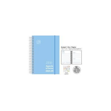 Agenda escolar senfort 8º día página azul pastel
