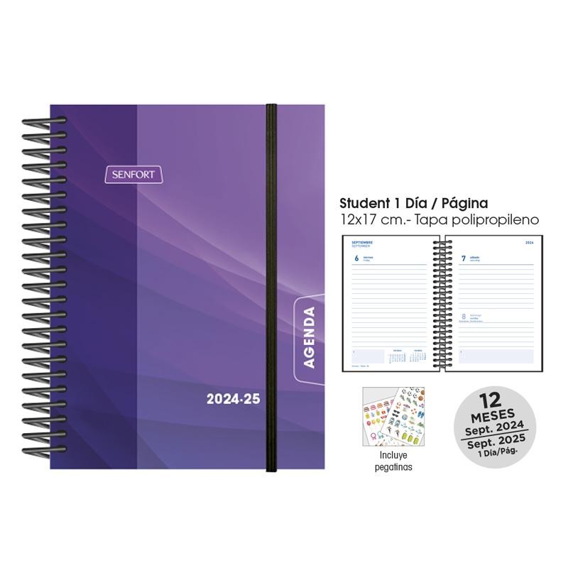 Agenda escolar senfort 8º día página prisma morado